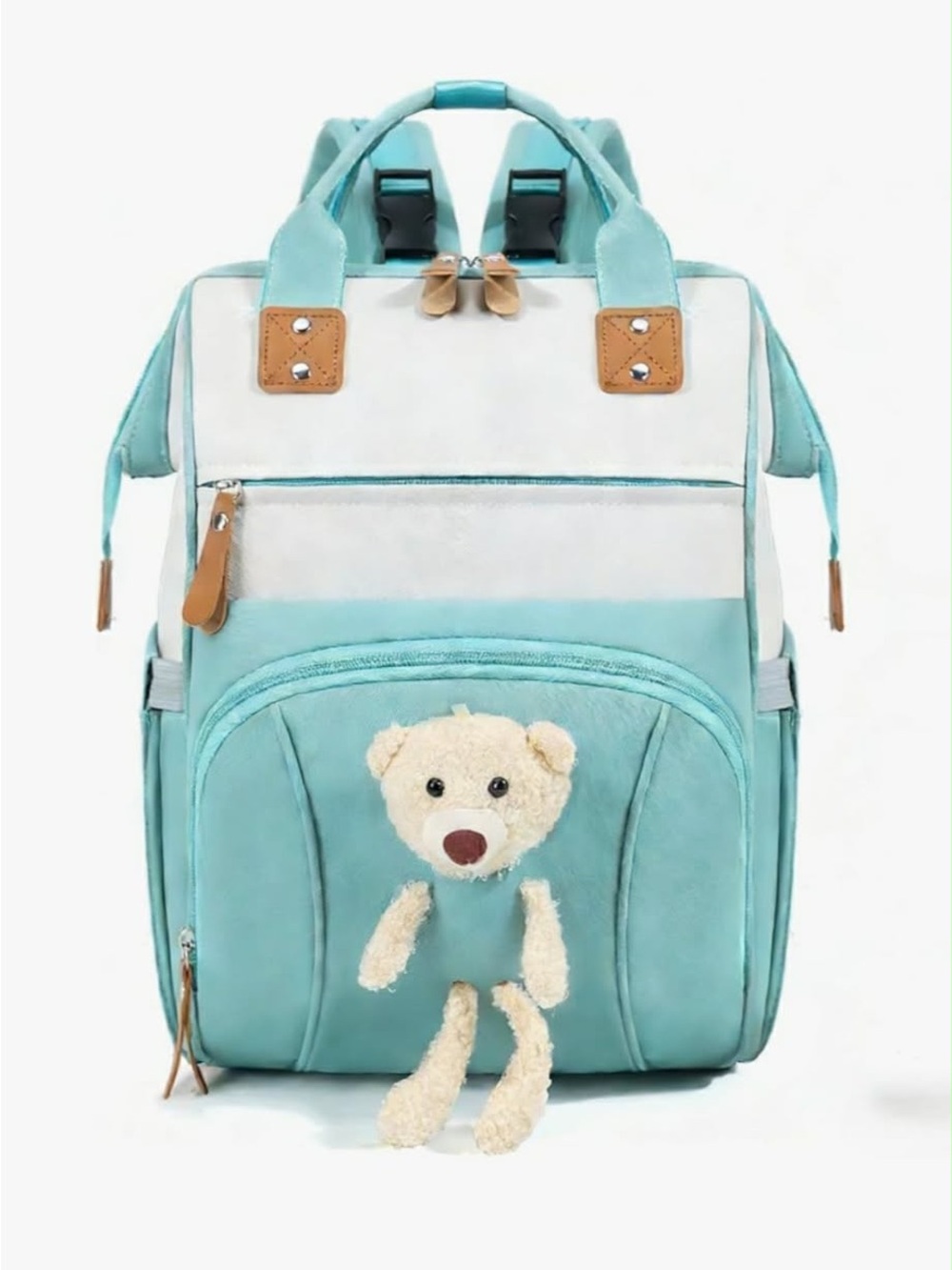 Mint & White Teddy Baby Backpack Diaper Bag/travel bag New Without Tags